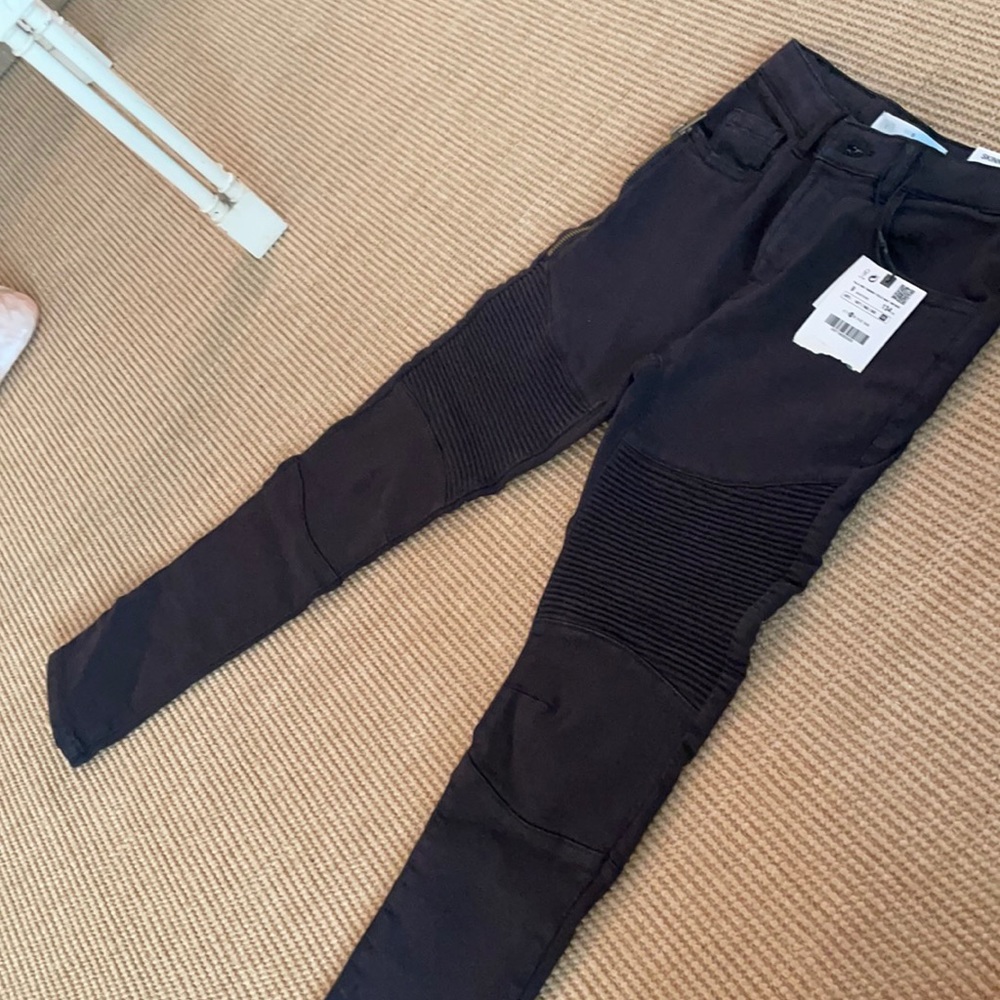 Zara boys black skinny motorcycle stretch Jean